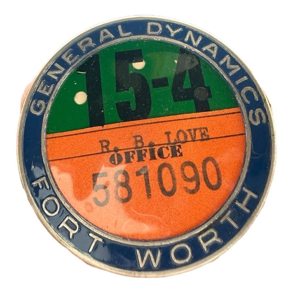 Fort Worth General Dynamics Employee Badge, Whitehead Hoag Badge